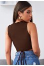 Kadın Kahverengi Çapraz Bağlamalı Crop Top Büstiyer
