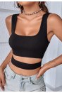 Kadın Siyah Göbek Dekolteli Crop Top Bluz
