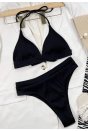 Kadın Siyah Boyundan Ve Belden Bağlamalı Yüksek Bel Bikini Takımı