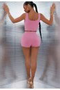 Kadın Pembe Şortlu Crop Top Gecelik Takım
