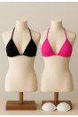 Kadın Siyah ve Fuşya Minimal Kesim Üçgen Bikini Üstü