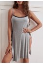 Kadın Gri Cut Out Detaylı Yırtmaçlı Sexy Gecelik