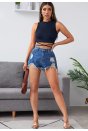 Kadın Lacivert Çapraz Bağlamalı Crop Top Büstiyer