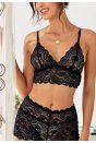 Kadın Siyah Şortlu Dantel Bralet Takım