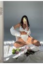 Kadın Beyaz Yüksek Bel Dolgusuz Slip Takım