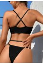 Kadın Siyah File Detaylı Özel Bikini Takımı