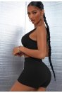 Kadın Siyah Şortlu Crop Top Gecelik Takım