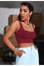 Kadın Bordo Kalın Askılı Crop Top Büstiyer