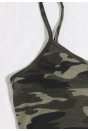 Kadın Kamuflaj Desenli Askılı Crop Top ve Şortlu Gecelik Takım