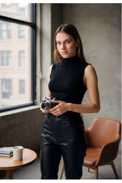 Kadın Siyah Kolsuz Balıkçı Yaka Basic Bluz