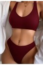Kadın Bordo Desteksiz Seamless Tangalı İç Çamaşır Takımı