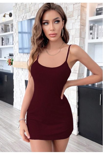 Kadın Bordo Sırt Kısmı Komple Dantelli Mini Gecelik