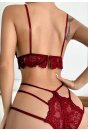 Kadın Bordo Dantel Cut-Out Detaylı Şık Sütyen ve Külot Takımı