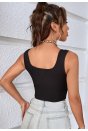 Kadın Siyah Göbek Dekolteli Crop Top Bluz