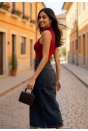 Kadın Bordo Kolsuz Balıkçı Yaka Basic Bluz