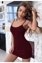 Kadın Bordo Sırt Kısmı Komple Dantelli Mini Gecelik