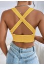 Kadın Sarı Çapraz Sırt Detaylı Şık Crop Top Büstiyer