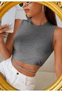 Kadın Gri Çapraz Bağlamalı Crop Top Büstiyer