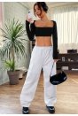 Kadın Siyah Uzun Kol Göğüs ve Sırt Dekolteli Crop Top Bluz