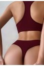 Kadın Bordo Desteksiz Seamless Tangalı İç Çamaşır Takımı