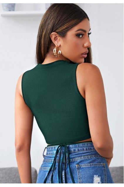 Kadın Yeşil Çapraz Bağlamalı Crop Top Büstiyer