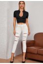 Kadın Siyah Yarım Fermuarlı ve Kısa Kollu Crop Top Bluz