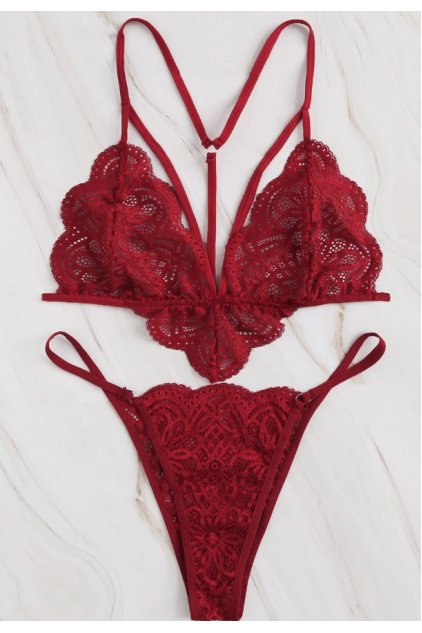 Kadın Bordo Özel Seksi Sütyen Külot Takımı