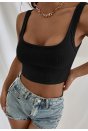 Kadın Siyah Kalın Askılı Crop Top Büstiyer