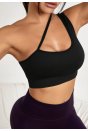 Kadın Siyah Tek Omuzlu Çapraz Askılı Crop Top Büstiyer