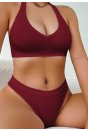 Kadın Bordo Seamless Tanga Sütyen Takım