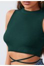 Kadın Yeşil Çapraz Bağlamalı Crop Top Büstiyer