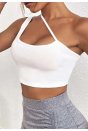 Kadın Beyaz Tek Omuzlu Çapraz Askılı Crop Top Büstiyer