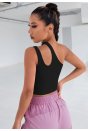 Kadın Siyah Tek Omuz Cut Out Detaylı Crop Top Bluz