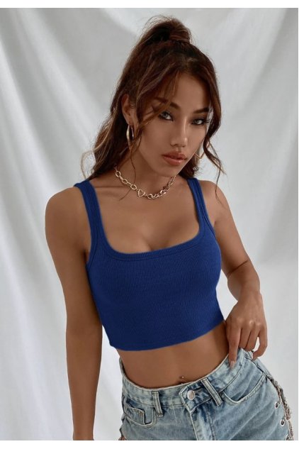 Kadın Lacivert Kalın Askılı Crop Top Büstiyer