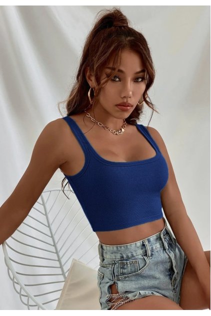 Kadın Lacivert Kalın Askılı Crop Top Büstiyer