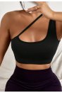 Kadın Siyah Tek Omuzlu Çapraz Askılı Crop Top Büstiyer