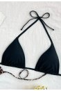 Kadın Leopar Desenli ve Siyah Minimal Kesim Üçgen Bikini Üstü