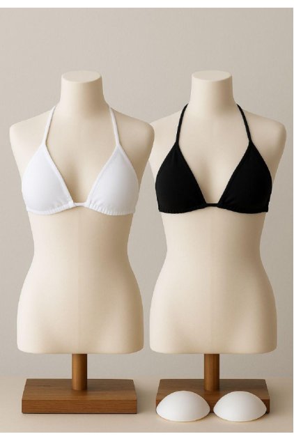 Kadın Siyah ve Beyaz Minimal Kesim Üçgen Bikini Üstü