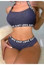 Kadın Lacivert Çapraz Sırt Ve Love Yazı Detaylı Iç Çamaşır Takımi