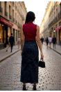 Kadın Bordo Kolsuz Balıkçı Yaka Basic Bluz