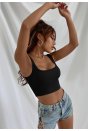 Kadın Siyah Kalın Askılı Crop Top Büstiyer