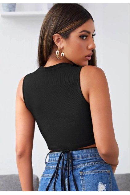 Kadın Siyah Çapraz Bağlamalı Crop Top Büstiyer