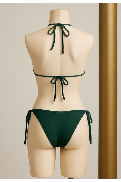 Kadın Yeşil Yandan ve Boyundan Bağlamalı Bikini Mayo Takımı
