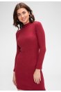 Kadın Bordo Kaşkorse Balıkçı Yaka Uzun Kollu Bodycon Mini Elbise