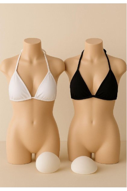 Kadın Siyah ve Beyaz Minimal Kesim Üçgen Bikini Üstü