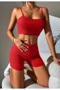 Kadın Kırmızı Şortlu Kaşkorse Gecelik Takım