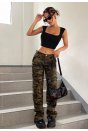 Kadın Siyah Kare Yaka Kalınlaşan Omuz Detaylı Crop Top Bluz