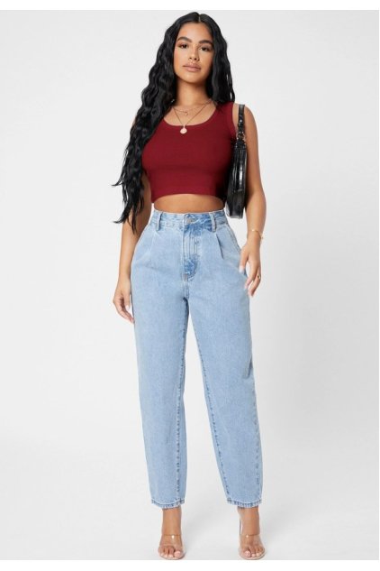 Kadın Bordo Kare Yaka Crop Top Bluz
