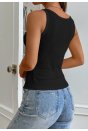 Kadın Siyah Kolsuz Kalın Askılı Uzun Crop Top Bluz & Atlet
