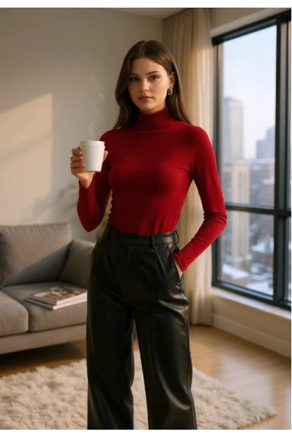 Kadın Bordo Parmak Detaylı Esnek Uzun Kollu Body